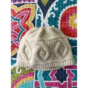 Aran Crafts Made in Ireland 100% Merino Wool Infant Ivory Knit Beanie 6-12months